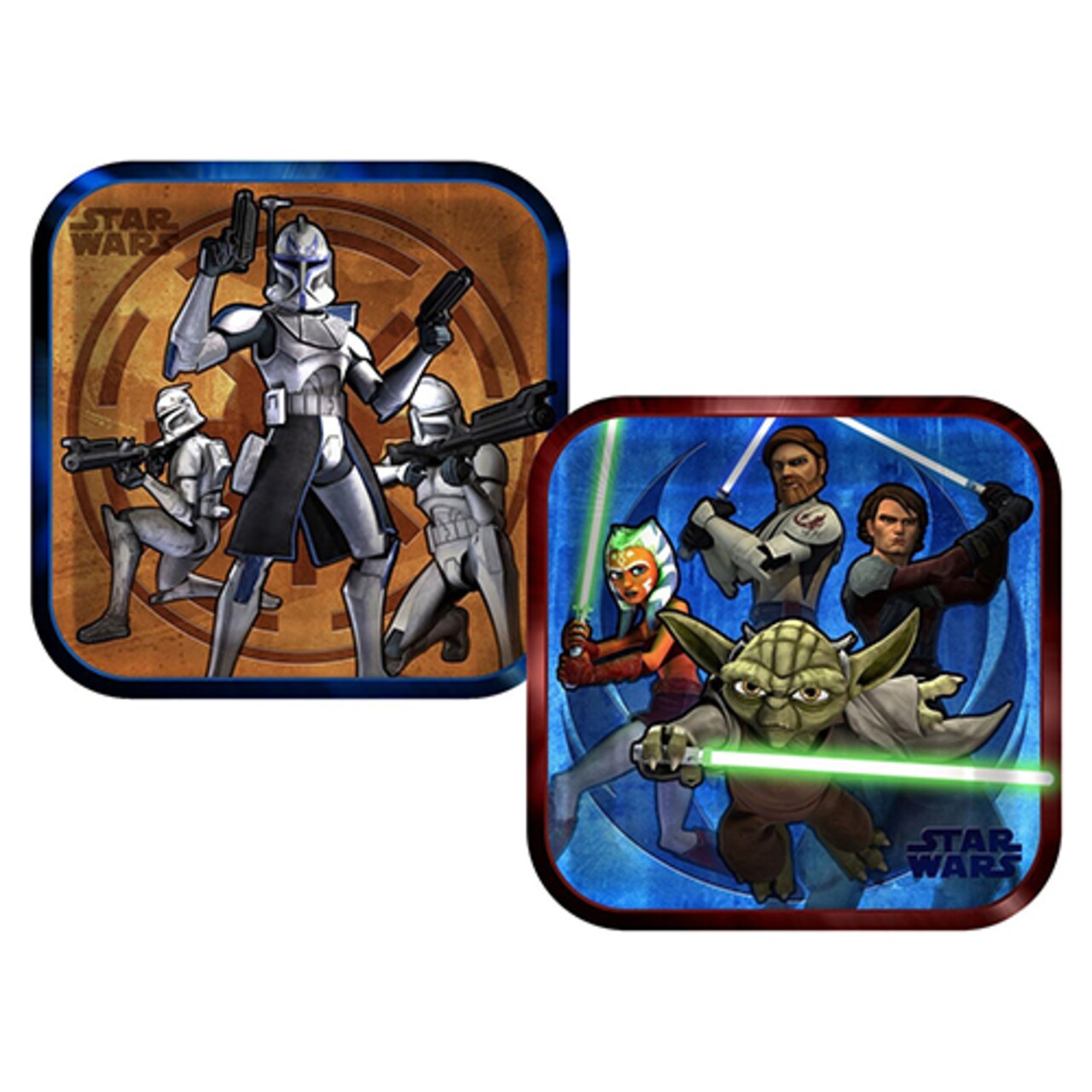 9" Star Wars 'The Clone Wars' Large Square Paper Plates with 2 Designs
